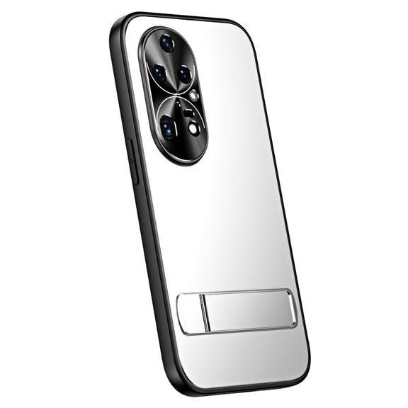 For Huawei P50 R-JUST RJ-61 Electroplating Frosted TPU + PC Phone Case with Holder(Silver)