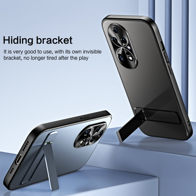 For Huawei P50 R-JUST RJ-61 Electroplating Frosted TPU + PC Phone Case with Holder(Silver)