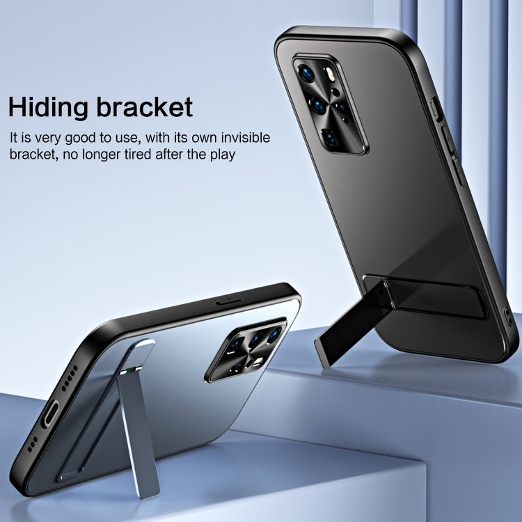 For Huawei P40 R-JUST RJ-61 Electroplating Frosted TPU + PC Phone Case with Holder(Silver)