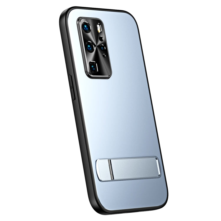 For Huawei P40 R-JUST RJ-61 Electroplating Frosted TPU + PC Phone Case with Holder(Blue)