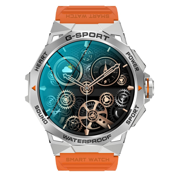 K62 1.43 inch AMOLED Round Screen Smart Watch Supports Bluetooth Calls(Silver Orange)