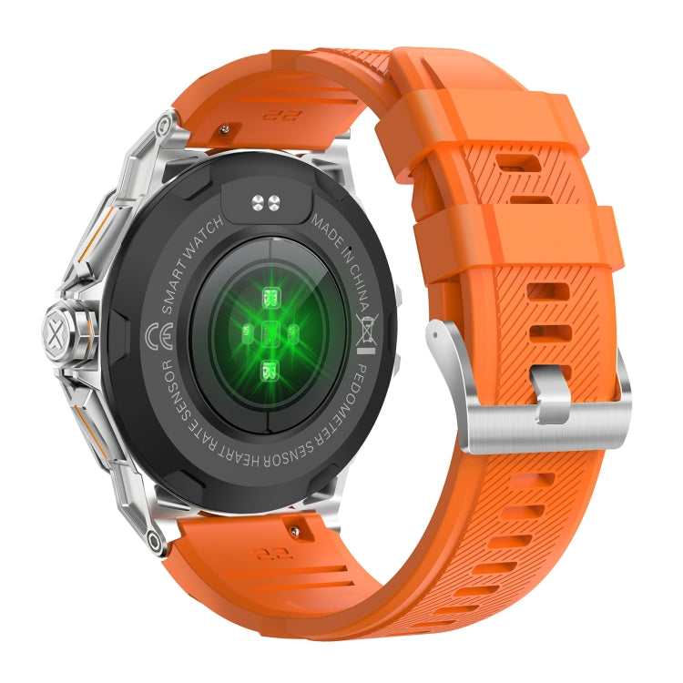 K62 1.43 inch AMOLED Round Screen Smart Watch Supports Bluetooth Calls(Silver Orange)