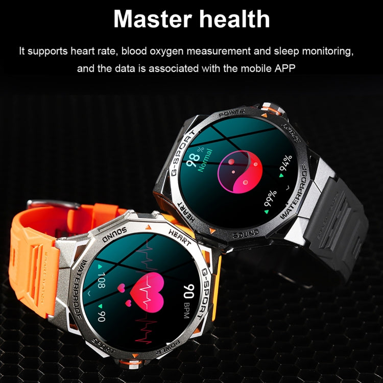 K62 1.43 inch AMOLED Round Screen Smart Watch Supports Bluetooth Calls(Silver Orange)