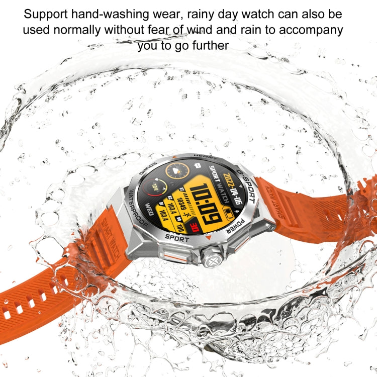 K62 1.43 inch AMOLED Round Screen Smart Watch Supports Bluetooth Calls(Silver Orange)