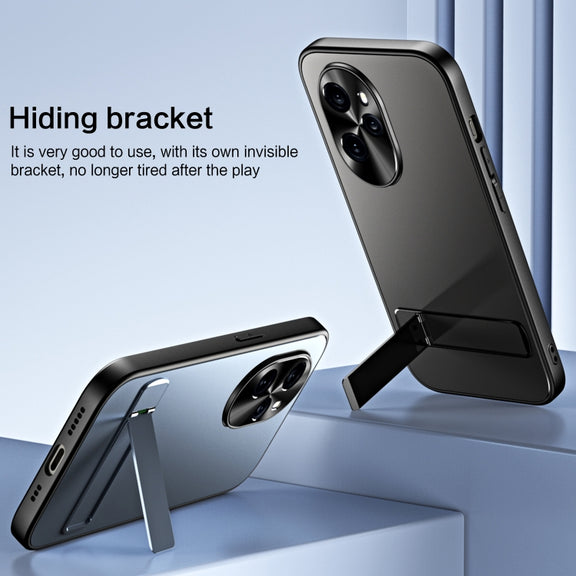 For Honor 100 R-JUST RJ-61 Electroplating Frosted TPU + PC Phone Case with Holder(Silver)