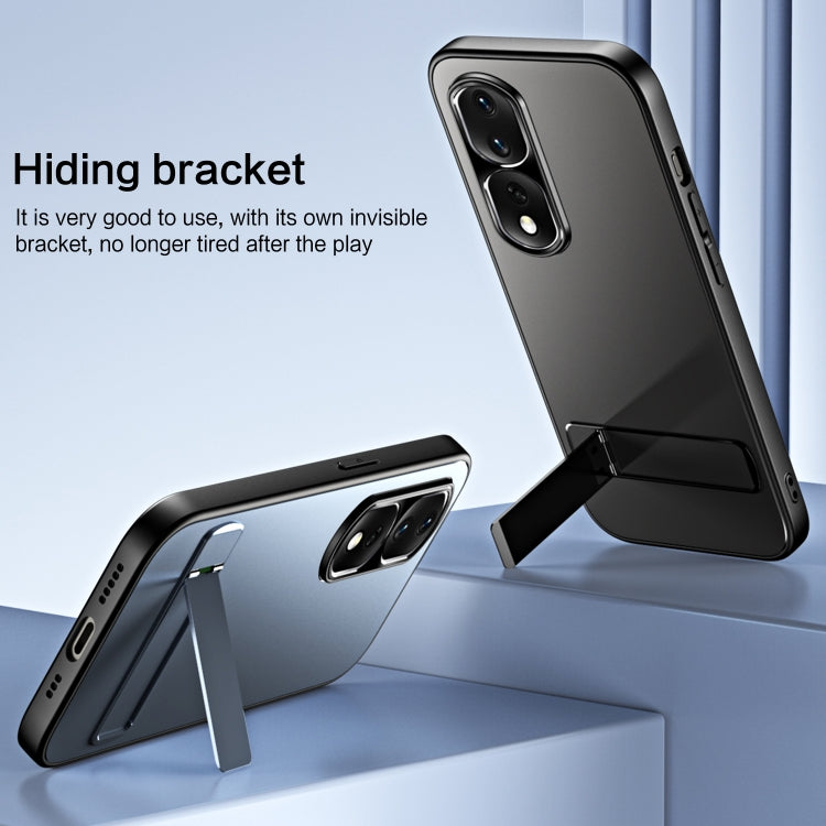 For Honor 80 R-JUST RJ-61 Electroplating Frosted TPU + PC Phone Case with Holder(Silver)
