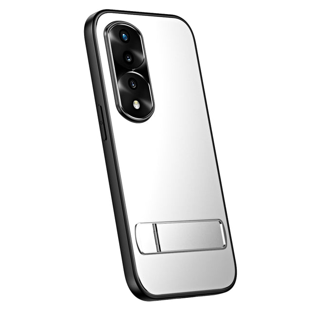 For Honor 70 Pro R-JUST RJ-61 Electroplating Frosted TPU + PC Phone Case with Holder(Silver)
