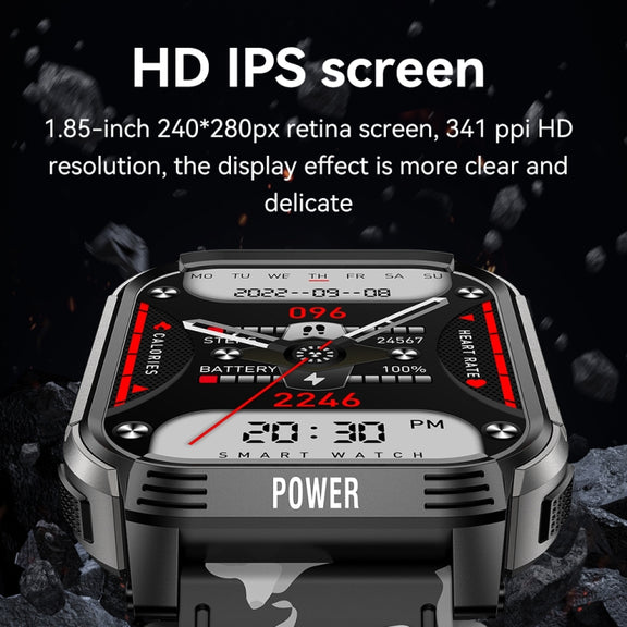LEMFO LT08 1.85 inch TFT Screen Smart Watch Supports Bluetooth Calls(Gun Black)