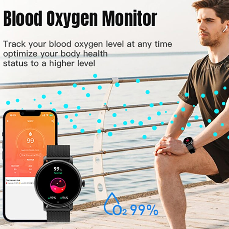 LEMFO LF35 1.43 inch AMOLED Round Screen Silicone Strap Smart Watch Supports Blood Oxygen Detection(Black)