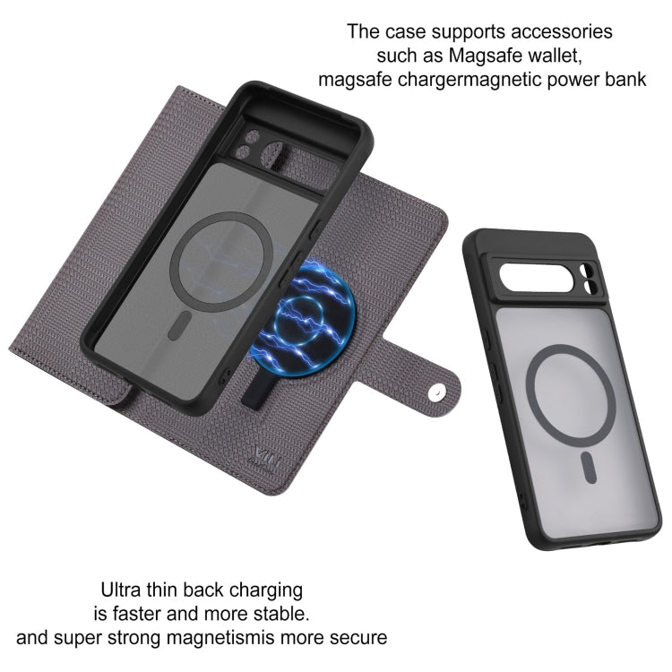 For Google Pixel 8 Pro ViLi GHA Series Shockproof MagSafe RFID Leather Attraction Horizontal Flip Phone Case(Grey)