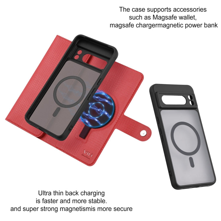 For Google Pixel 8 Pro ViLi GHA Series Shockproof MagSafe RFID Leather Attraction Horizontal Flip Phone Case(Red)