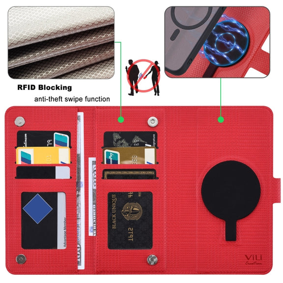 For Google Pixel 8 Pro ViLi GHA Series Shockproof MagSafe RFID Leather Attraction Horizontal Flip Phone Case(Red)