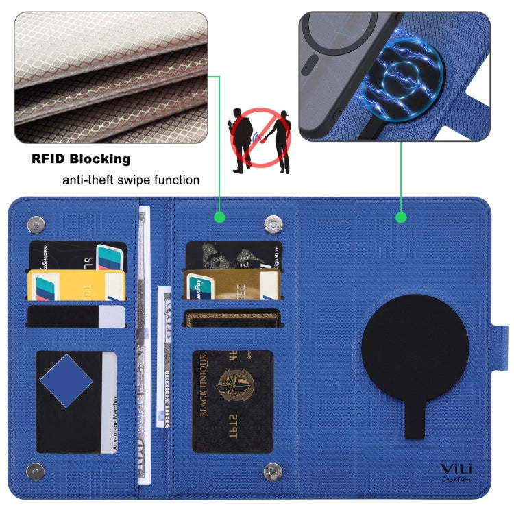 For Google Pixel 8 Pro ViLi GHA Series Shockproof MagSafe RFID Leather Attraction Horizontal Flip Phone Case(Blue)