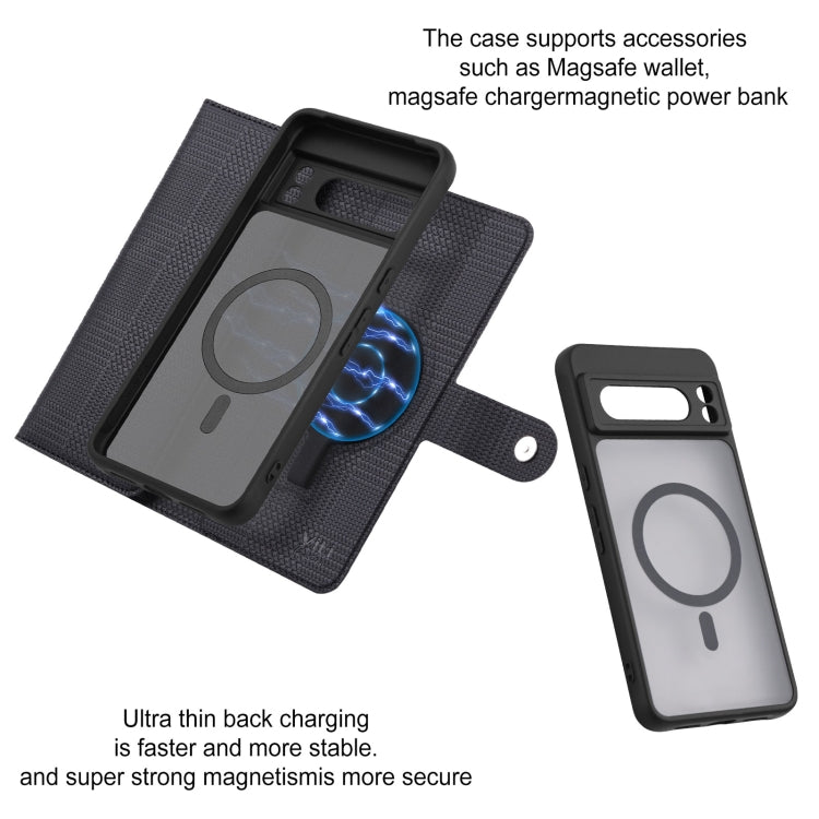 For Google Pixel 8 Pro ViLi GHB Series MagSafe Magnetic Zipper Leather Phone Case(Black)