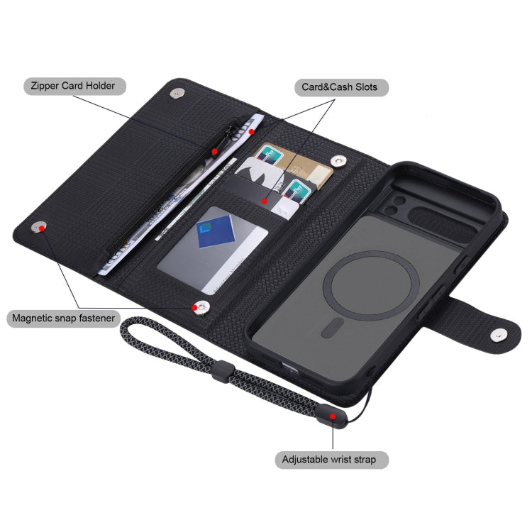 For Google Pixel 8 Pro ViLi GHB Series MagSafe Magnetic Zipper Leather Phone Case(Black)