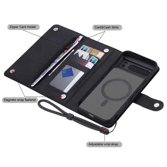 For Google Pixel 8 Pro ViLi GHB Series MagSafe Magnetic Zipper Leather Phone Case(Black)