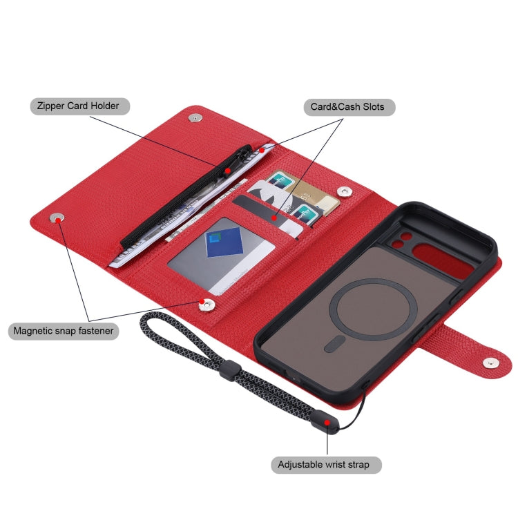 For Google Pixel 8 Pro ViLi GHB Series MagSafe Magnetic Zipper Leather Phone Case(Red)