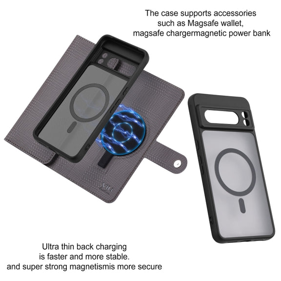 For Google Pixel 8 Pro ViLi GHB Series MagSafe Magnetic Zipper Leather Phone Case(Grey)