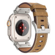 For Apple Watch Ultra 2 49mm Mecha Style Leather Watch Band(Light Brown) - Watch Bands by PMC TechLife | Online Shopping South Africa | PMC TechLife