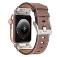 For Apple Watch SE 44mm Mecha Style Leather Watch Band(Coffee Oil Wax) - Watch Bands by PMC TechLife | Online Shopping South Africa | PMC TechLife
