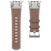 For Apple Watch SE 44mm Mecha Style Leather Watch Band(Coffee Oil Wax)