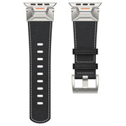 For Apple Watch Series 4 44mm Mecha Style Leather Watch Band(Black Napa)
