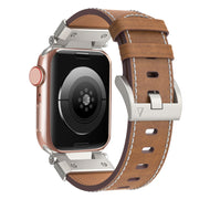For Apple Watch 42mm Mecha Style Leather Watch Band(Dark Brown)