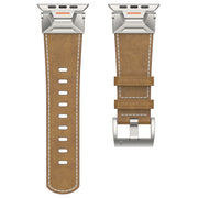 For Apple Watch 42mm Mecha Style Leather Watch Band(Light Brown)
