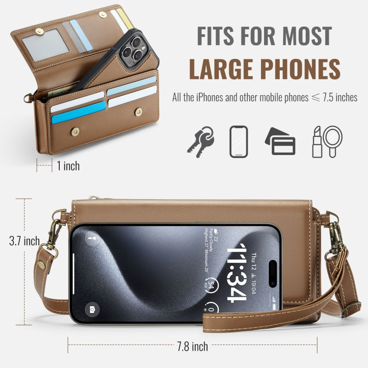 CaseMe Me30 Multi Functional Diagonal Cross Bag Phone Case(Brown)