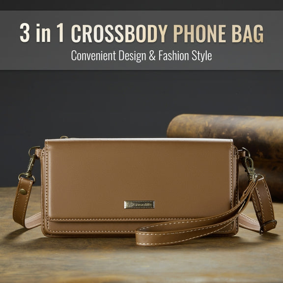 CaseMe Me30 Multi Functional Diagonal Cross Bag Phone Case(Brown)
