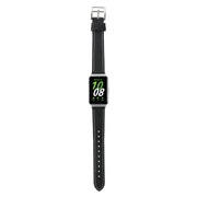 For Samsung Galaxy Fit 3 Sewing Thread Genuine Leather Watch Band(Black)