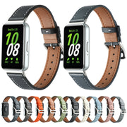 For Samsung Galaxy Fit 3 Sewing Thread Genuine Leather Watch Band(Grey)