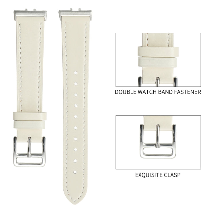 For Samsung Galaxy Fit 3 Sewing Thread Genuine Leather Watch Band(Black)