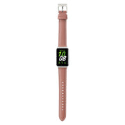 For Samsung Galaxy Fit 3 Pointed Tail Genuine Leather Watch Band(Dark Pink)