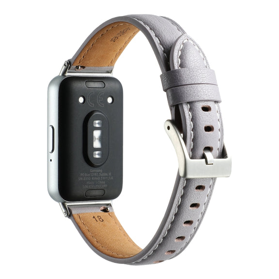 For Samsung Galaxy Fit 3 Pointed Tail Genuine Leather Watch Band(Purple)