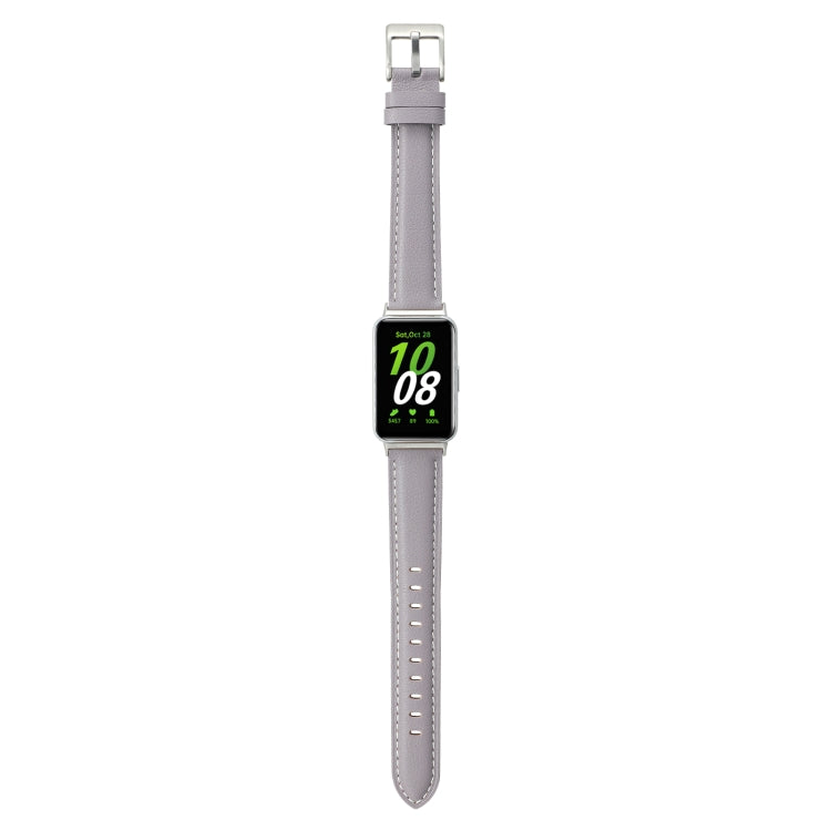 For Samsung Galaxy Fit 3 Pointed Tail Genuine Leather Watch Band(Purple)