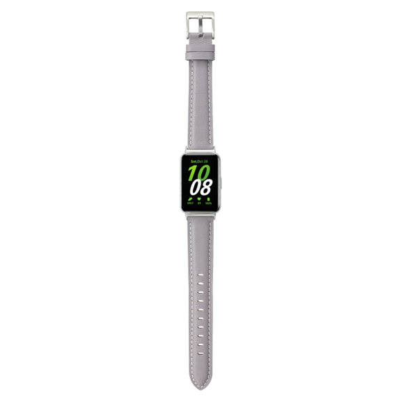 For Samsung Galaxy Fit 3 Pointed Tail Genuine Leather Watch Band(Purple)
