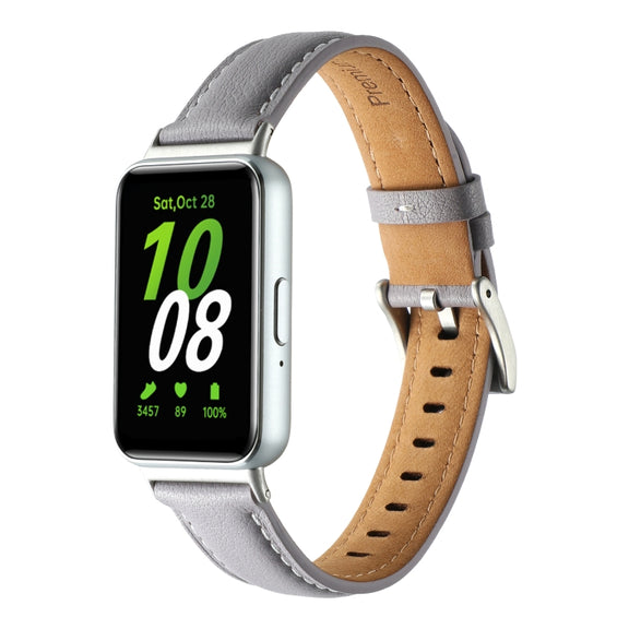 For Samsung Galaxy Fit 3 Pointed Tail Genuine Leather Watch Band(Purple)