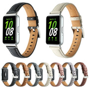 For Samsung Galaxy Fit 3 Pointed Tail Genuine Leather Watch Band(Dark Pink)