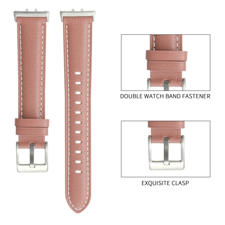 For Samsung Galaxy Fit 3 Pointed Tail Genuine Leather Watch Band(Yellow Brown)