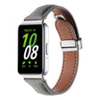 For Samsung Galaxy Fit 3 Litchi Texture Magnetic Buckle Slim Leather Watch Band(Grey) - Watch Bands by PMC TechLife | Online Shopping South Africa | PMC TechLife | Buy Now Pay Later Mobicred