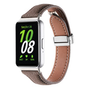 For Samsung Galaxy Fit 3 Litchi Texture Magnetic Buckle Slim Leather Watch Band(Coffee)