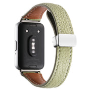 For Samsung Galaxy Fit 3 Litchi Texture Magnetic Buckle Slim Leather Watch Band(Avocado Green)