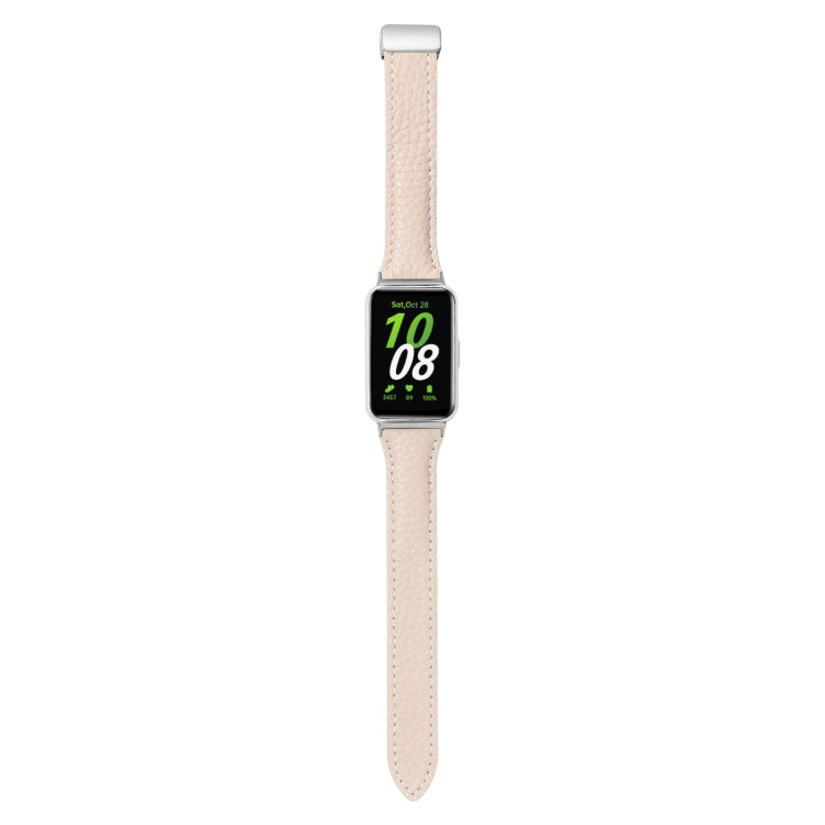 For Samsung Galaxy Fit 3 Litchi Texture Magnetic Buckle Slim Leather Watch Band(Apricot)