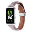 For Samsung Galaxy Fit 3 Litchi Texture Magnetic Buckle Slim Leather Watch Band(Purple) - Watch Bands by PMC TechLife | Online Shopping South Africa | PMC TechLife