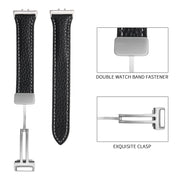 For Samsung Galaxy Fit 3 Litchi Texture Magnetic Buckle Slim Leather Watch Band(Grey)