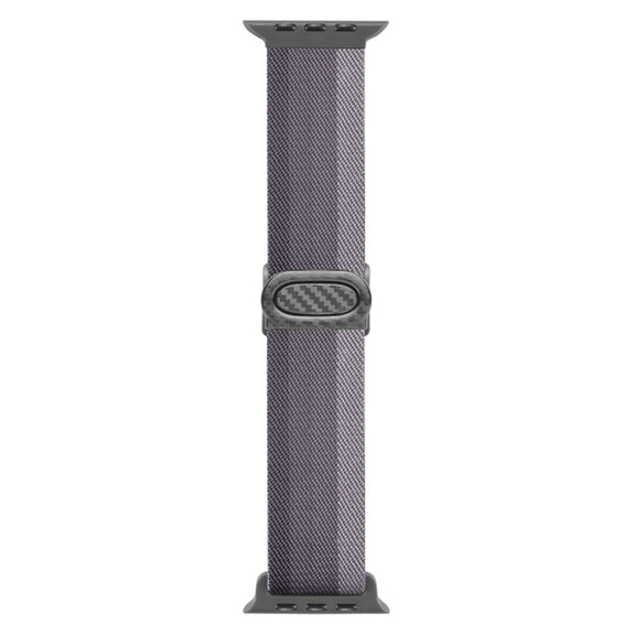 For Apple Watch Series 7 41mm Carbon Fiber Texture Snap Buckle Nylon Watch Band(Gradient Grey)