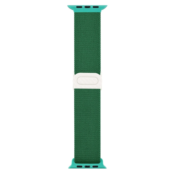 For Apple Watch 42mm Carbon Fiber Texture Snap Buckle Nylon Watch Band(Green)