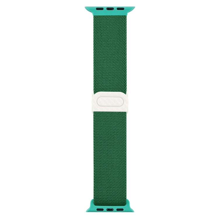 For Apple Watch 42mm Carbon Fiber Texture Snap Buckle Nylon Watch Band(Green)