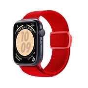 For Apple Watch 38mm Carbon Fiber Texture Snap Buckle Nylon Watch Band(Red)